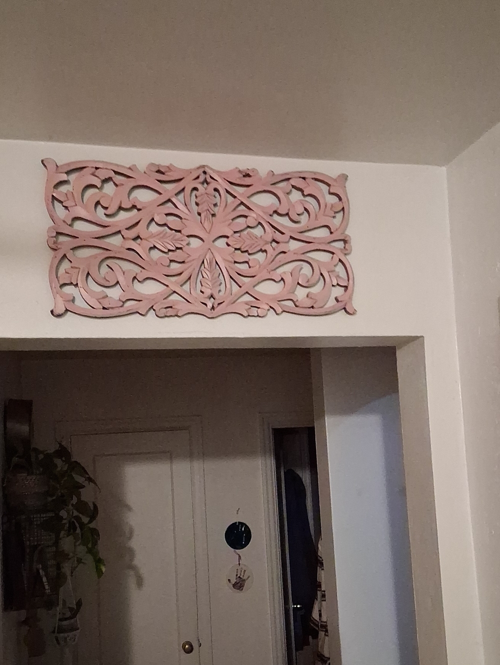 Decorative Pink Carved Wall Panel - Home Wall Decor, Apprimxq24" x 11"